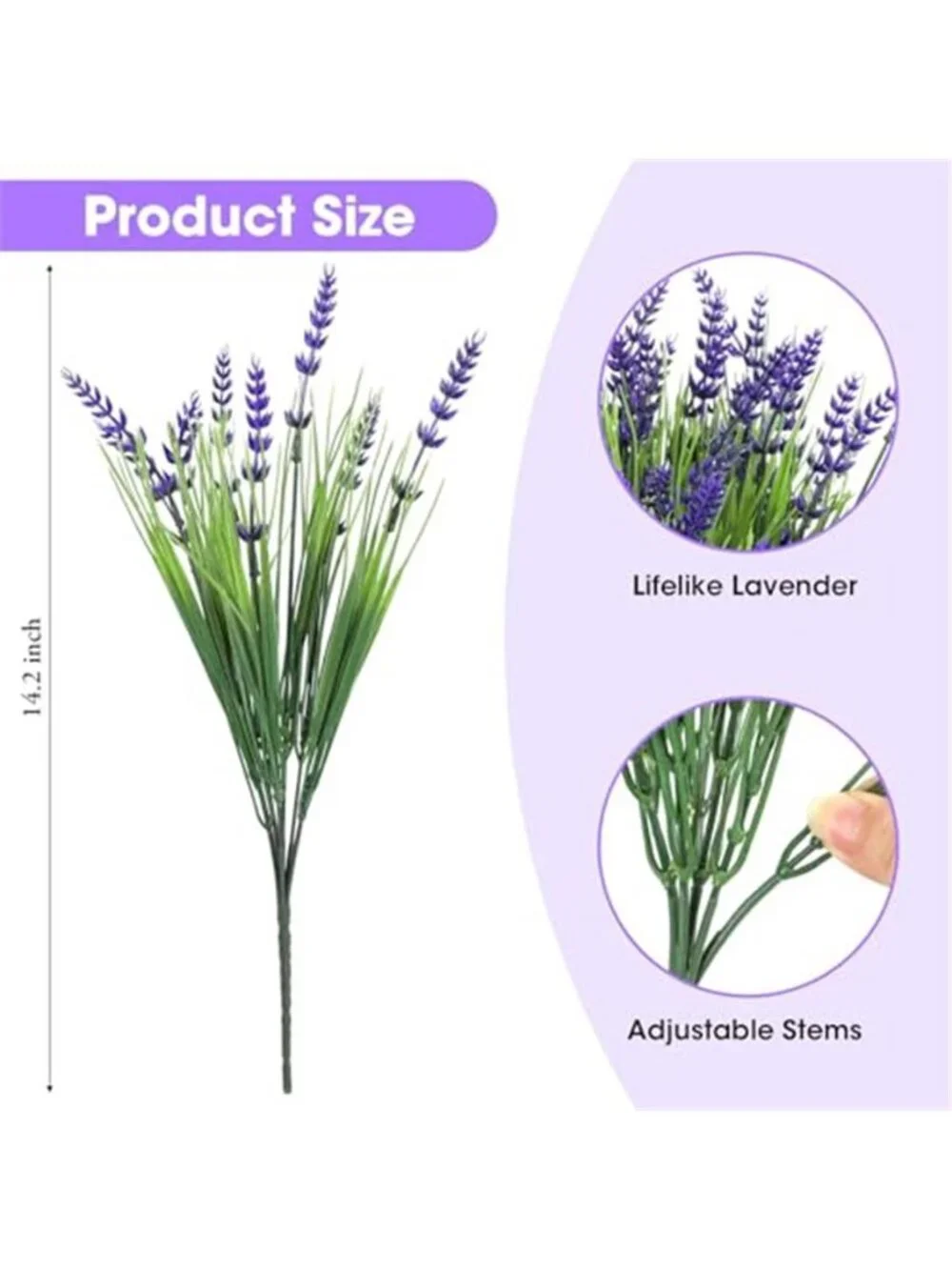 Artificial Lavender Flowers Outdoor UV Resistant Faux Plants 24 Bundles Decor